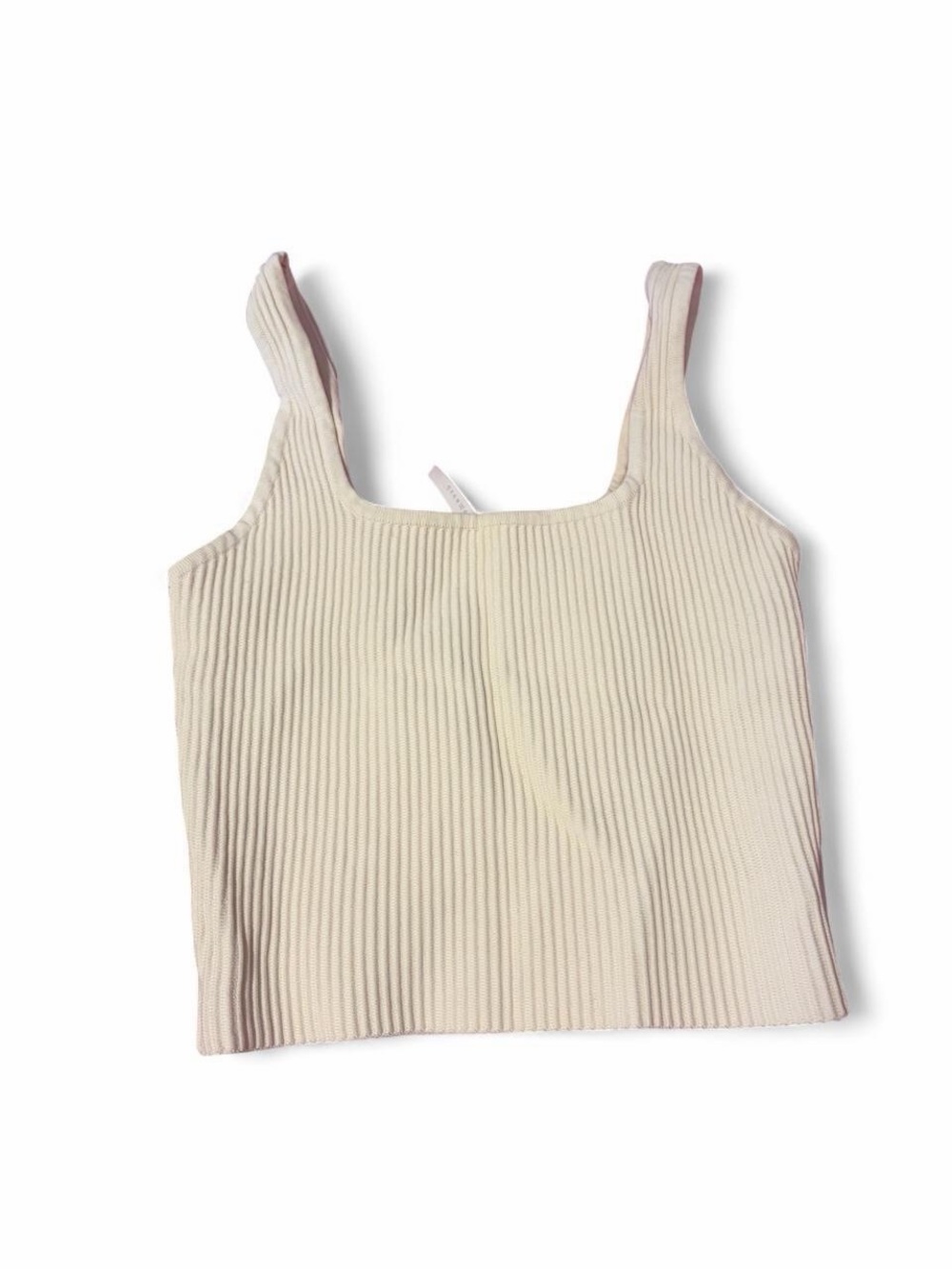 THE DREAMER Ribbed Square-Neck Tank Top in Light Cream